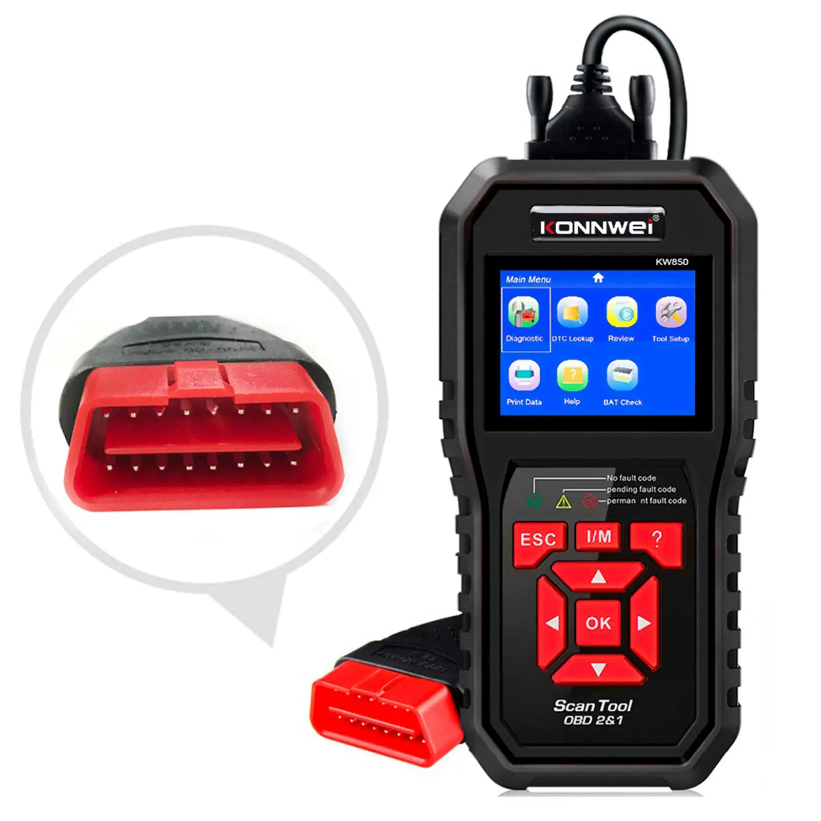 Автомобильный диагностический сканер KW850 OBD II для проверки кода двигателя Unil |