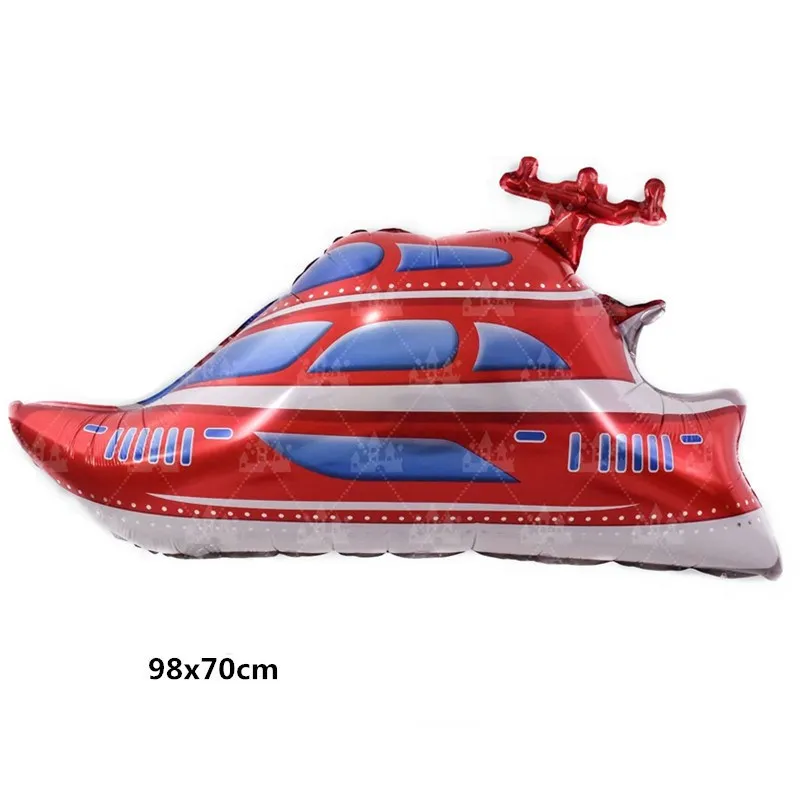 Speedboat DIY Мультяшные автомобильные воздушные шары пожарная машина поезд Фольга шар скорая помощь Globos детские подарки День Рождения украшения Детские шары - Цвет: Speedboat