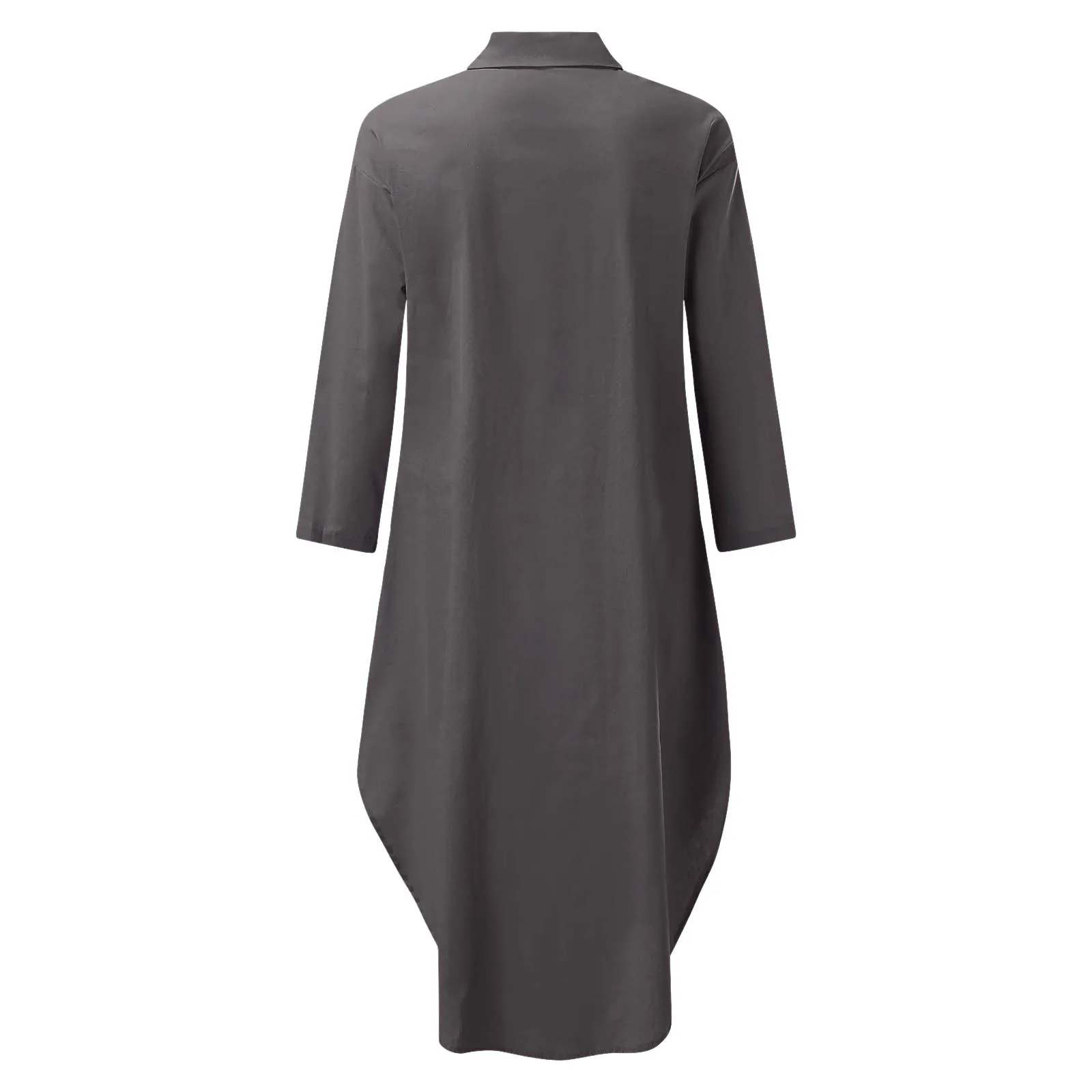 

Fashion Women Long Sleeve Shirt Dress Autumn Solid Color Long Dresses Laides Turn-down Collar Loose Sundress Party Dresses