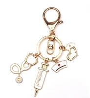 new medical tool keychain injection needle keychain nurse stethoscope cap keychain diy medical gifts handmade jewelry gifts