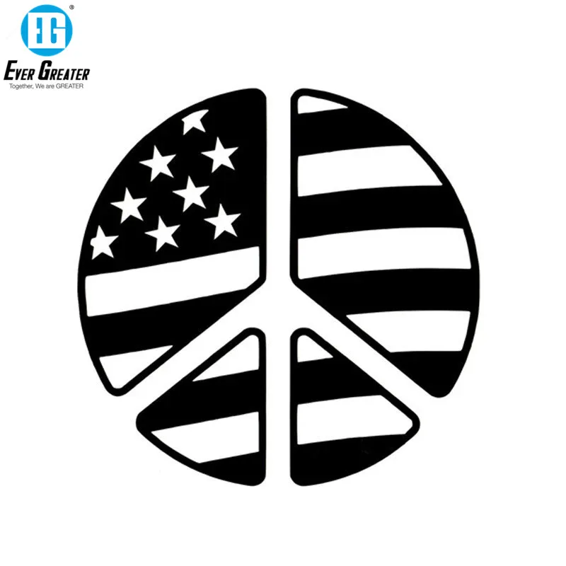

EverGreater Peace Sign Symbol American Flag Reflective Vinyl Decal Sticker Car Truck Suv Window Bumper Stickers Car Accessories