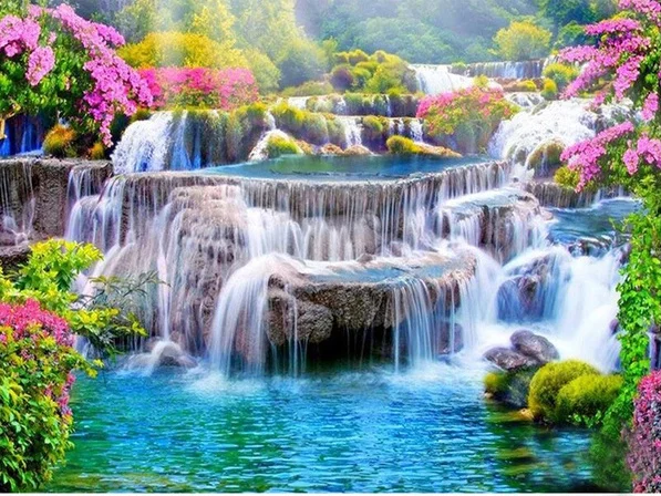 

Landscape Waterfall Diamond Painting Full Round Drill Diy 5D Diamond Embroidery Mosaic Needlework