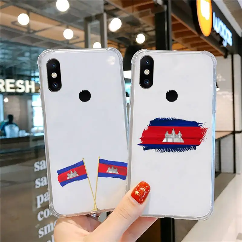 

Cambodia flag phone cases Transparent for xiaomi Redmi note k 7 6 40 9 6 5 10 11 A T se pro lite ultra