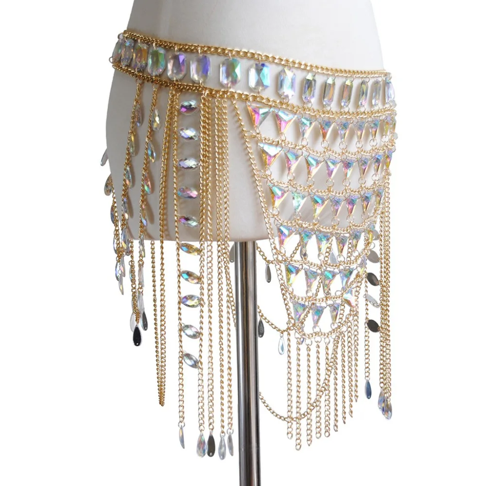 В богемном стиле с кисточками на поясе цепи танец живота летнее пляжное