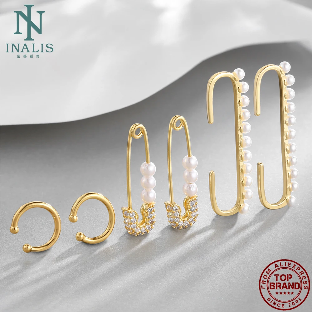 Модные женские серьги INALIS из 3 частей позолоченные креативные Необычные