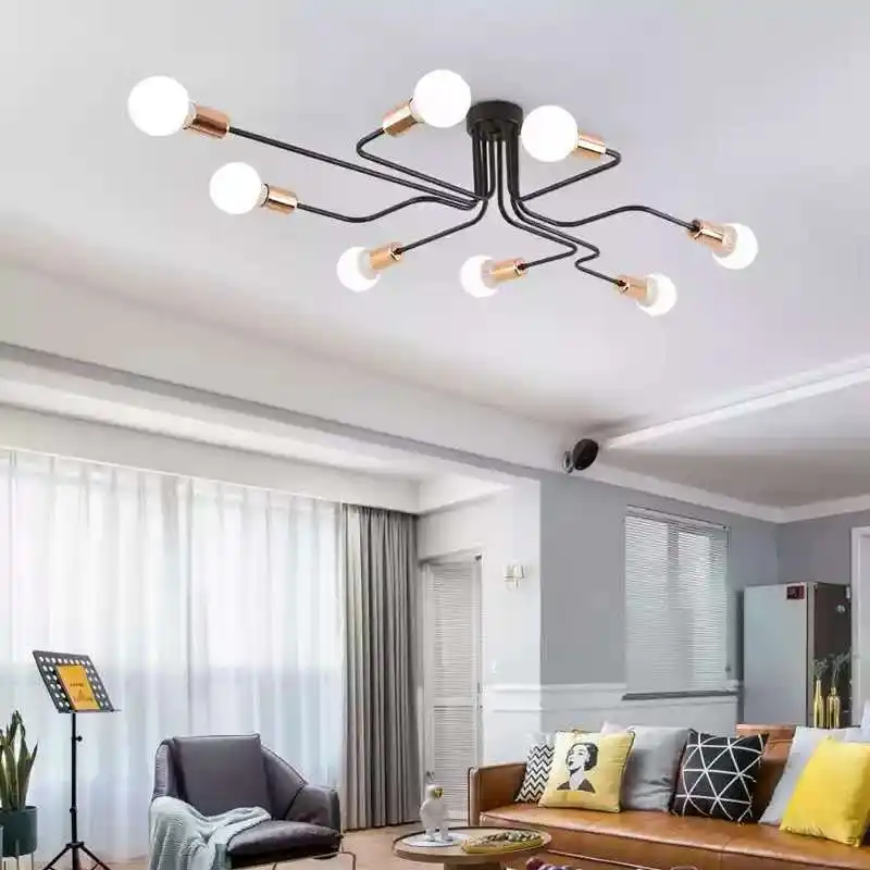 Современная железная черная люстра промышленная потолочная лампа