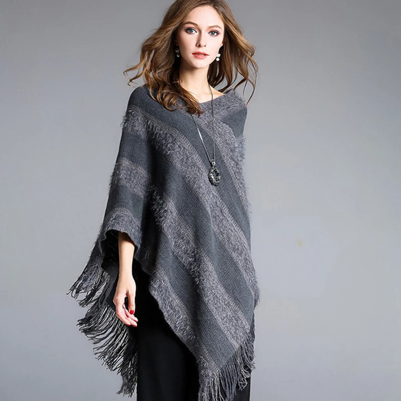 Женский свитер с длинным ворсом асимметричный большого размера бахромой и
