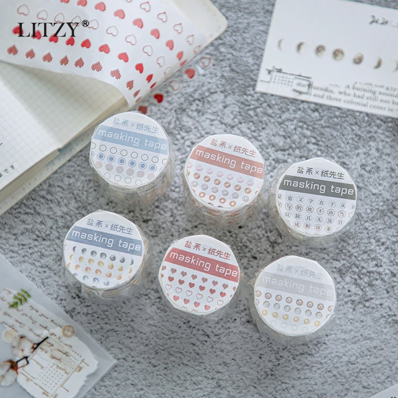 

LITZY Basic Dot Washi Tape Minimalist Journal Masking Tapes 60mm*3m DIY Decoration Stickers for School Stationery Supplies