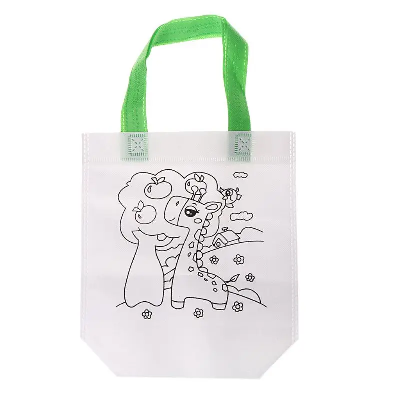 DIY экологическая граффити сумка ручной работы картина детский сад Tote сумки Пазлы для детей Подарки для детей Рисование игрушки - Цвет: 4
