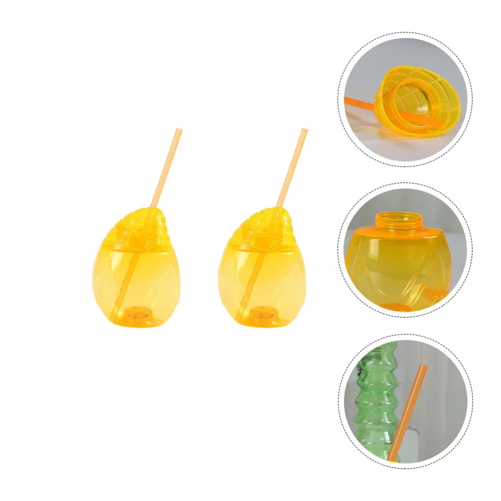 

2pcs Glowing Mango Shape Beverage Cups Water Cups with Straws Party Favors