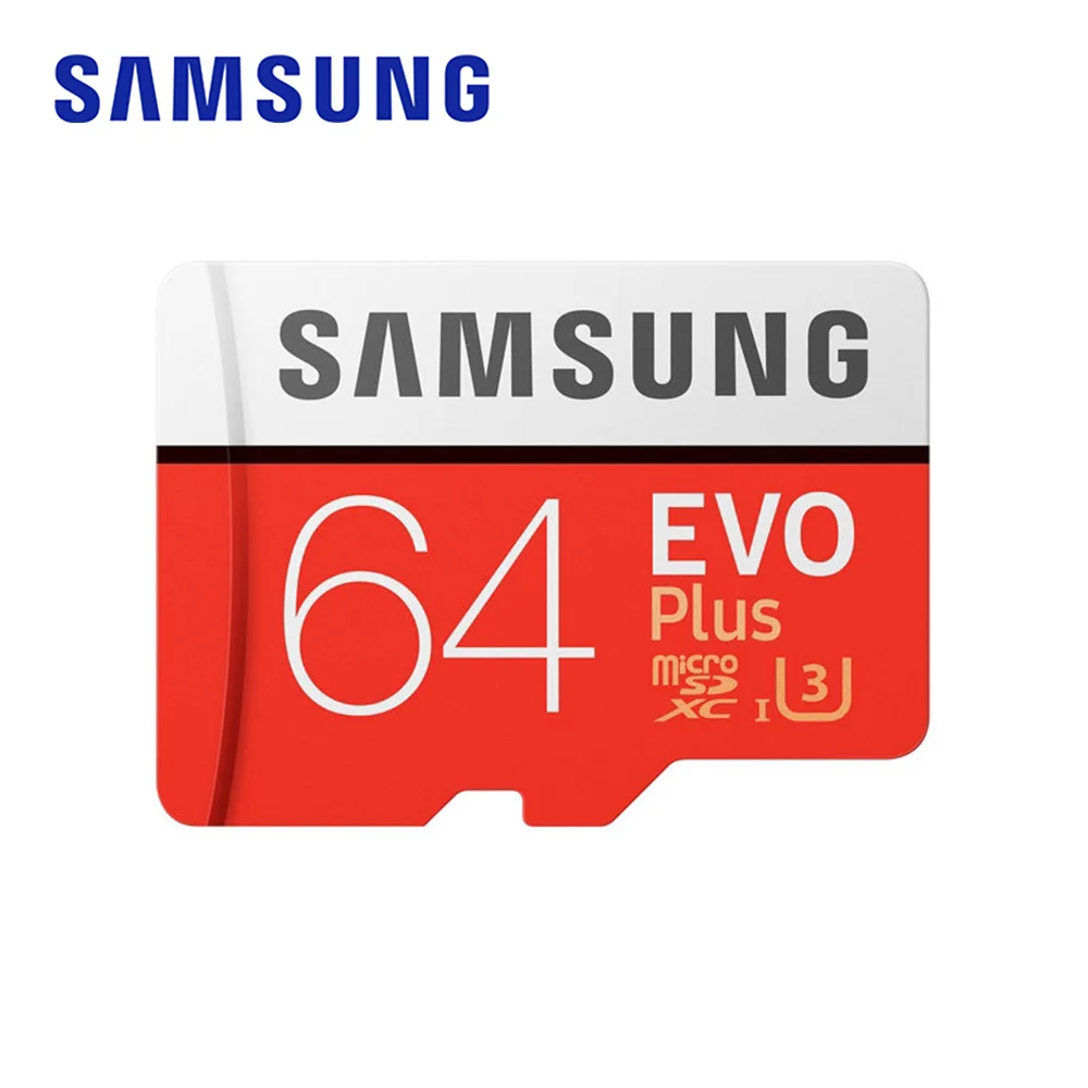 Карта памяти SAMSUNG EVO + 64 Гб microSDXC U3 4K UHD UHS-I водонепроницаемая с адаптером для