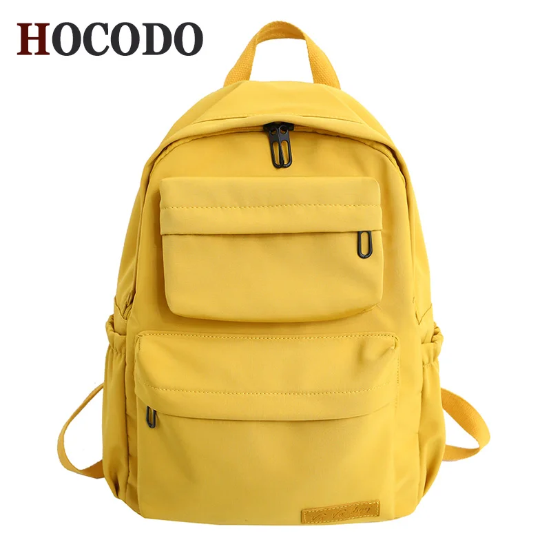 

HOCODO New Waterproof Nylon Women Backpack 2020 Solid Color Casual Backpack For Teenagers Women Large Capacity Ladies Schoolbag