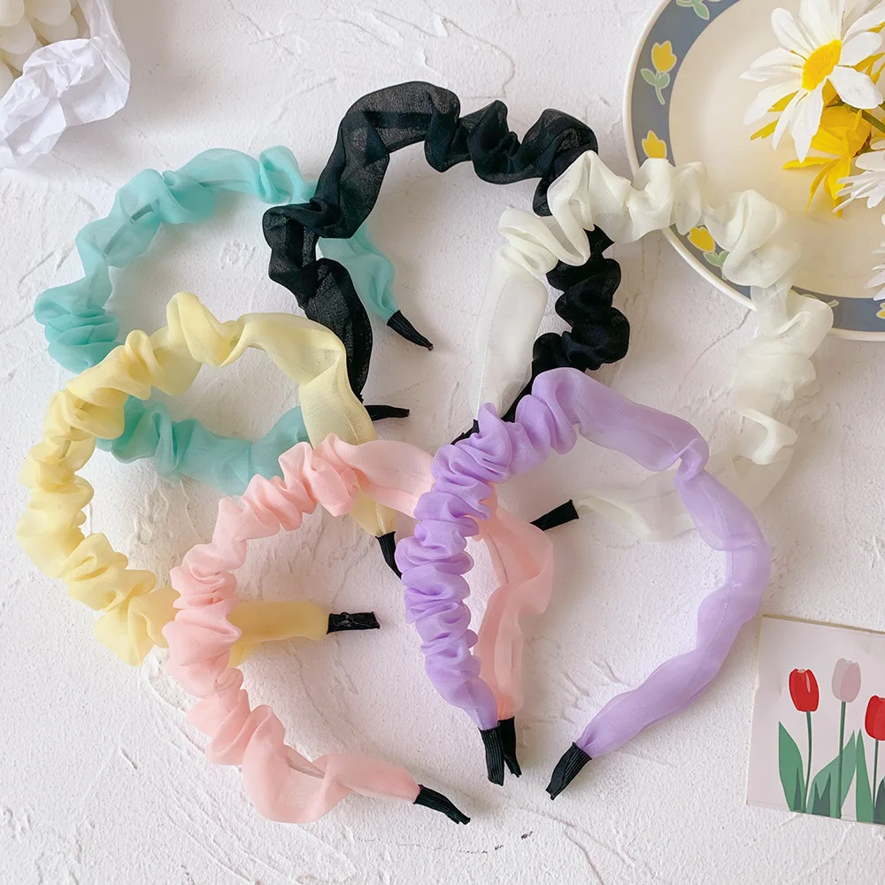 Повязка на голову женская однотонная модная милая лента с узлом из шелковой