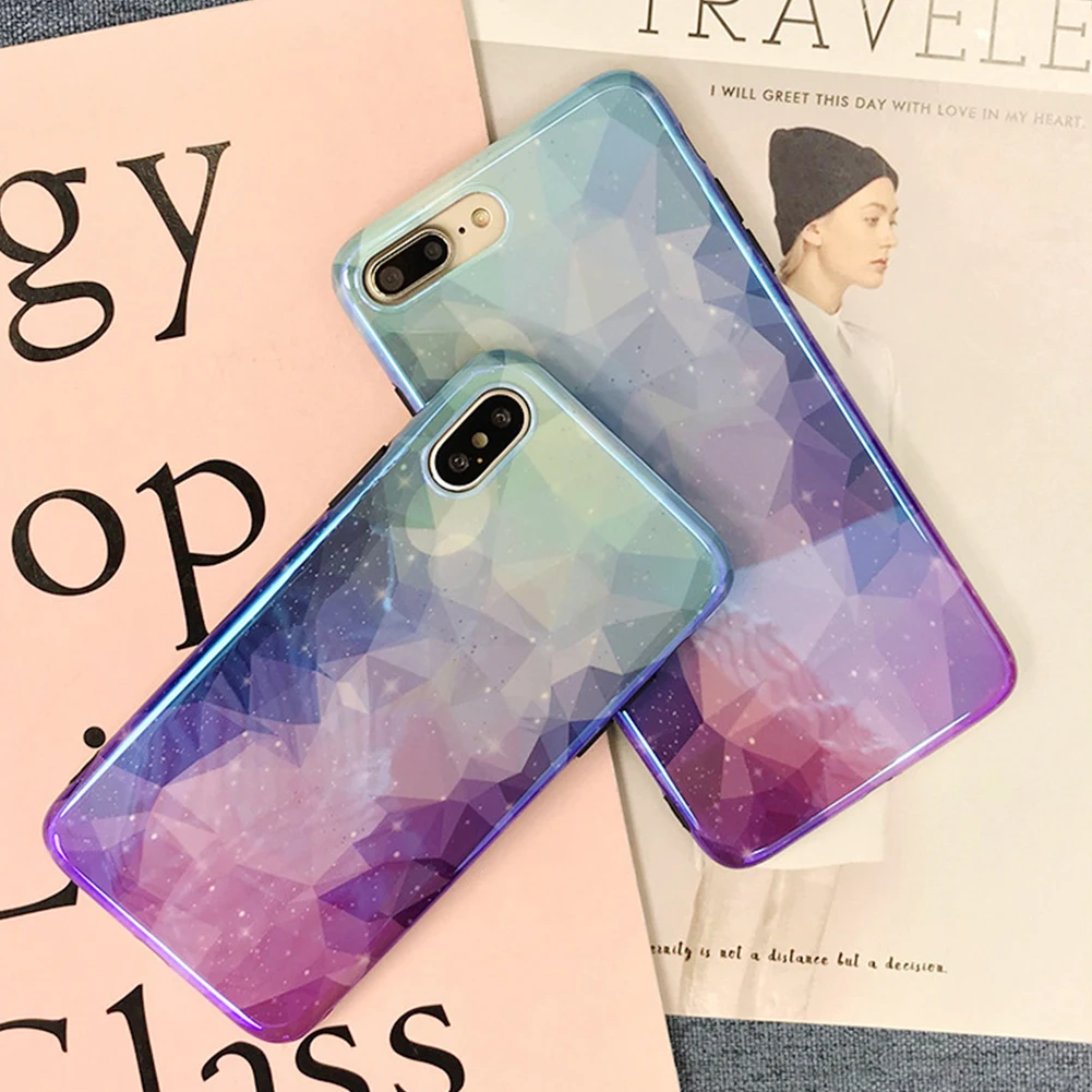 Gradient Diamond Soft TPU Case For iPhone XS MAX XR X 8 7 6 6S Plus Glitter Crystal Sky Star Back Cover Coque Huawei P30 Pro |