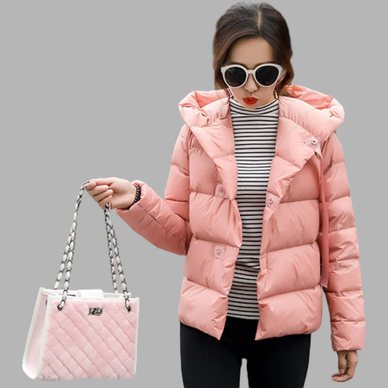 

2020 Female Winter Coat Ultra Light Down Jacket Puffer Jacket Brand Jackets Weightless Parkas Hooded Parka Casual Button Outwear