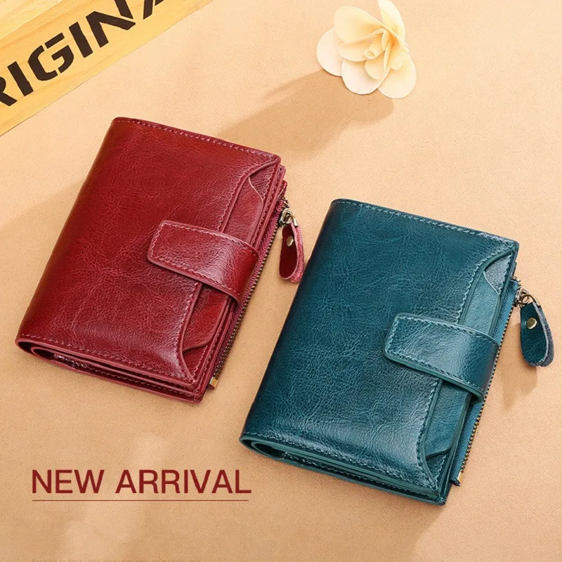 

Luxury Brand Women's Wallet Split Leather Small Wallet Women Short Zipper Ladies Coin Purse Card Holder Femme Mini Wallet