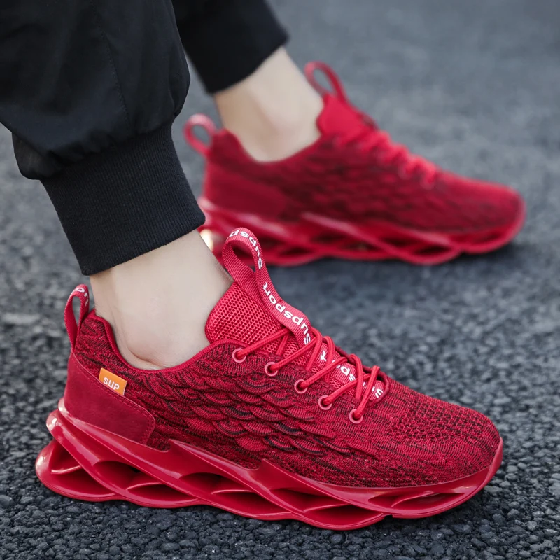 

2021 men's trendy shoes, shark TPU sole, fish scales high-elasticity flying woven sneakers, mesh breathable and shock-absorbing