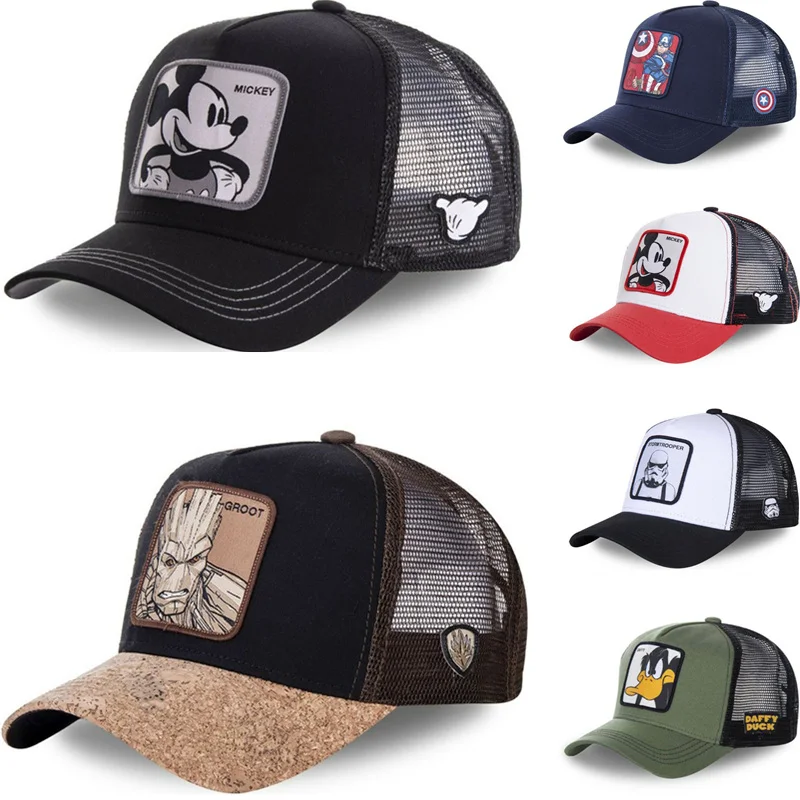 

New Brand All Styles Anime Star Wars Mickey Snapback Cotton Baseball Cap Men Women Hip Hop Dad Mesh Trucker Hat Dropshipping