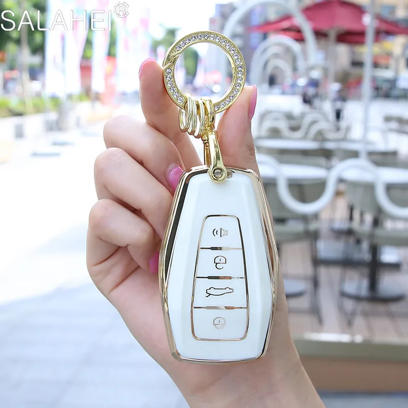 

TPU Car Remote Key Keychain Fob Case Cover Protector Shell Holder For Geely Coolray 2019-2020 4 Buttons Auto Keyring Accessories