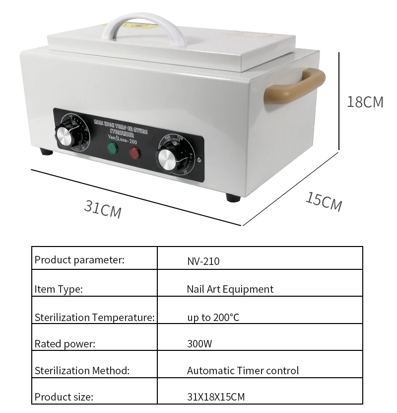 

Nail Salon Sterilizer 300W Dry Heat Sterilization High Temperature Disinfection Cabinet For Hairdressing,Tattoo,Manicure Device