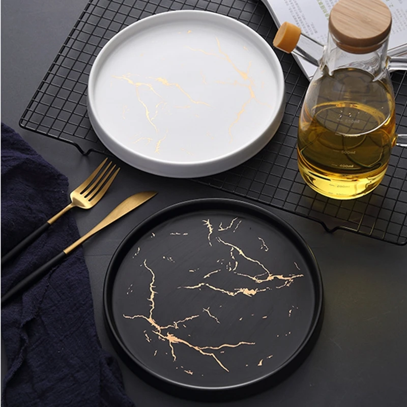

Nordic Marble Glazes Ceramic Dinner Plates Snack Dishes Western Dish Steak Plate Dessert Tray Party Tableware Kitchen Utensils