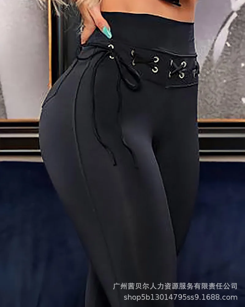

Autumn Women's Pants Fashion Slim Bandage Long Pants Sexy Tight Pants Elegant Office Ladies Leopard Stitch Slim Female Trousers