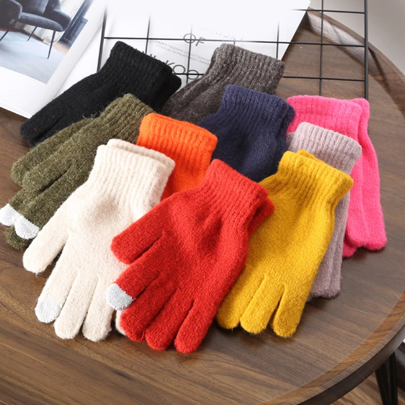 

Winter Men Knitted Gloves Touch Screen High Quality Male Mitten Thicken Warm Wool Cashmere Solid Men Business Gloves Autumn