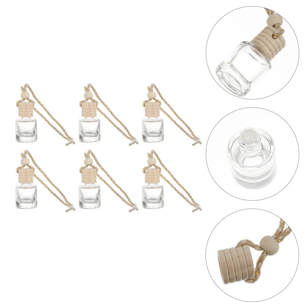 

6pcs Empty Hanging Glass Perfume Bottle Car Hanging Ornament Car Pendant