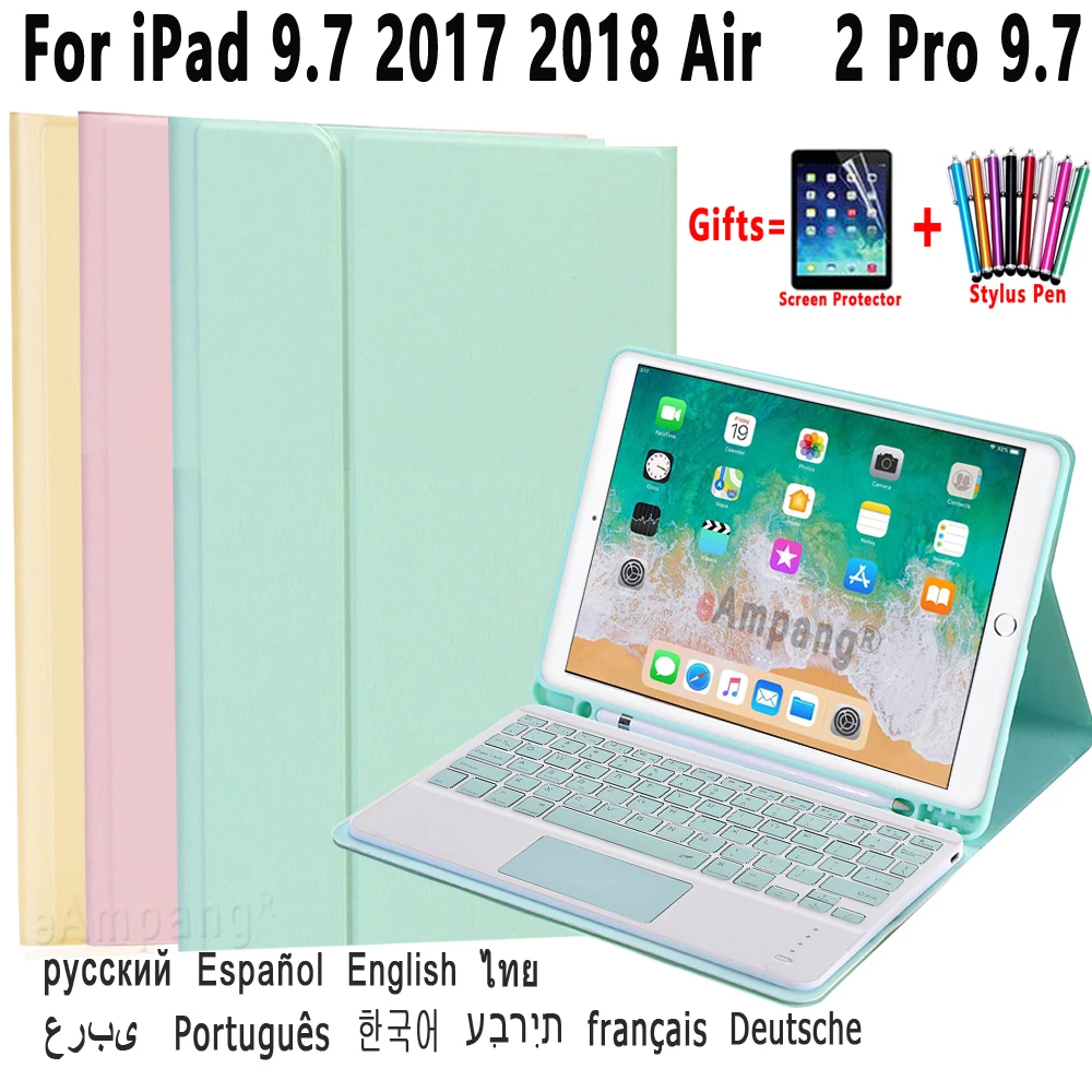 Чехол для iPad 9 7 2017 Air 2 5 го 6 поколения Pro 2018 чехол с тачпадом и клавиатурой съемный