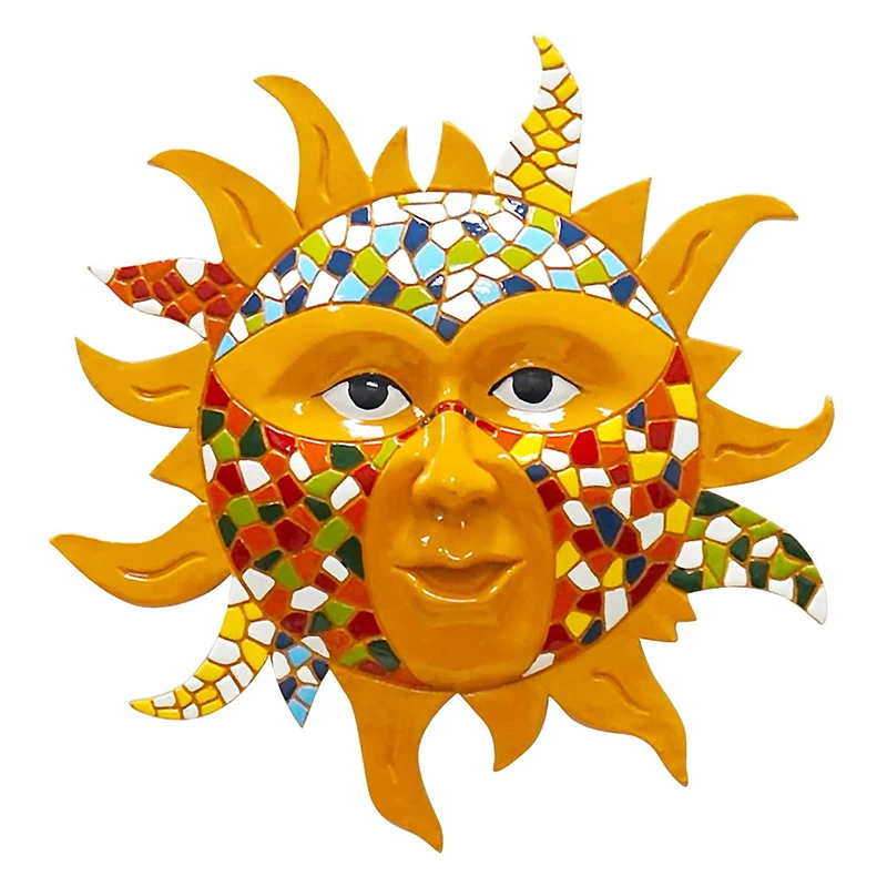 

Металлическое настенное украшение с изображением солнца, креативная мозаика, подвесное украшение для дома, гостиной, сада C1