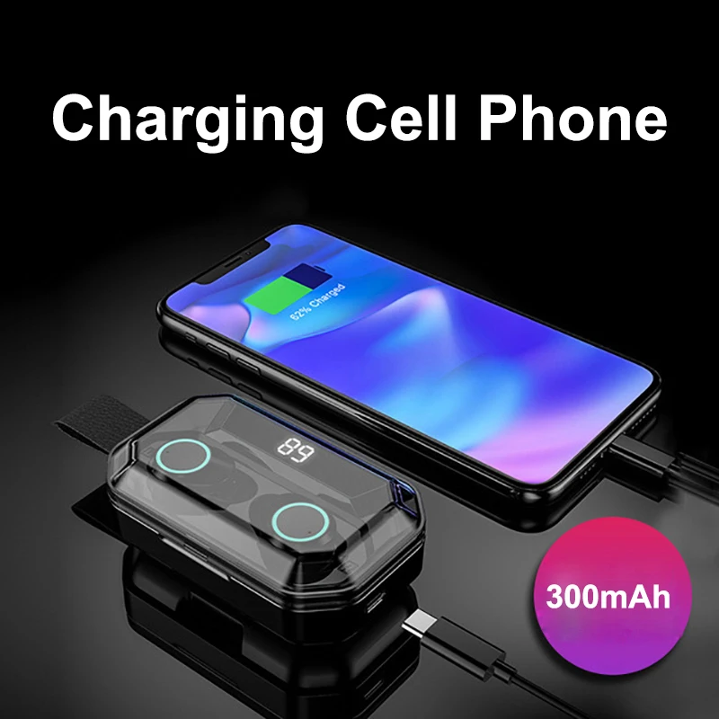 

Bluetooth Earphone Wireless Earbuds Waerproof Sport Headset for Phone Tablet Blue Tooth 5.0 Earbuds IPX7 Wich Charge Power Bank