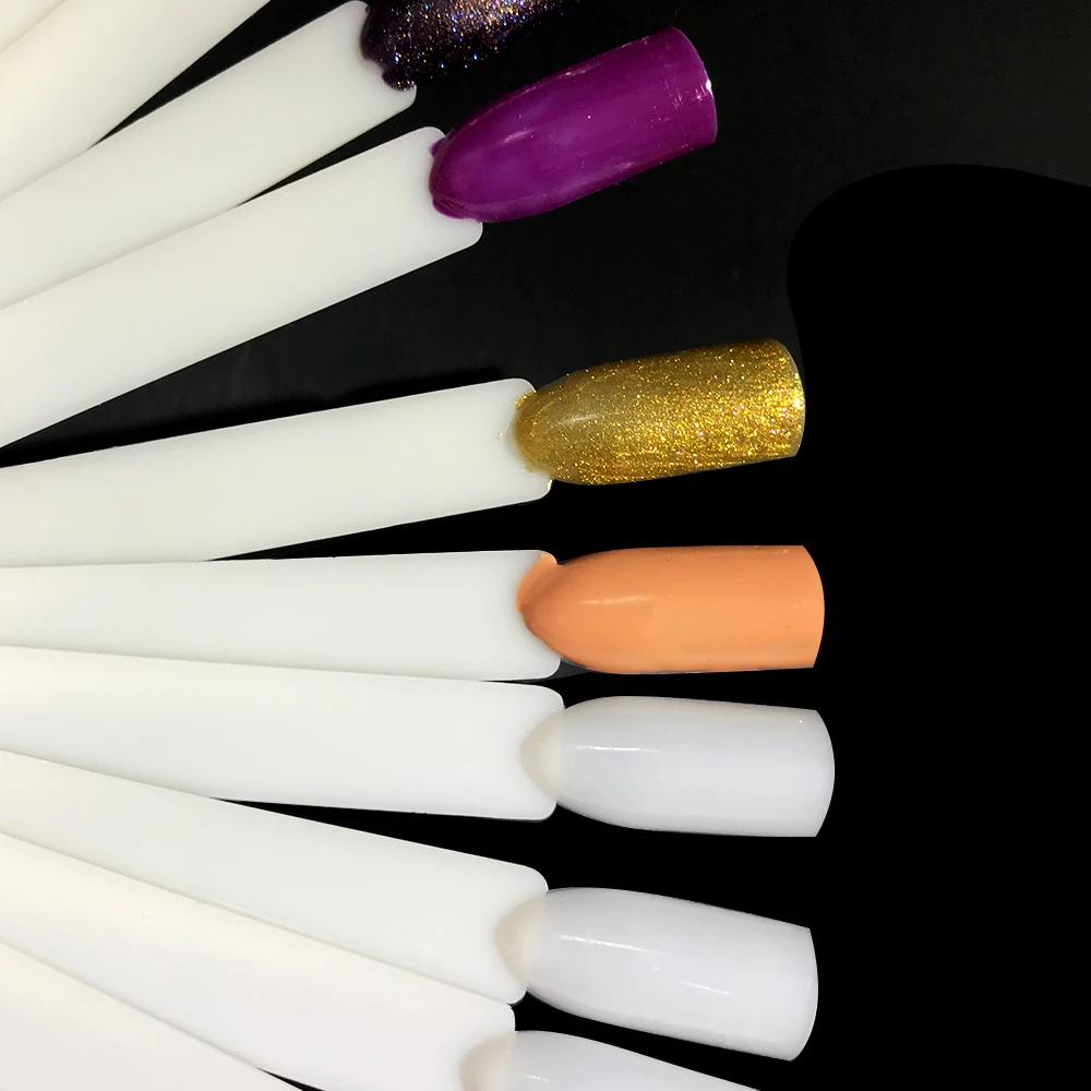 Fake nails 50Pcs Fan-shaped Nail Display Sticks Polish Board Practice Art Tips with Metal Split Ring Color Card | Красота и здоровье