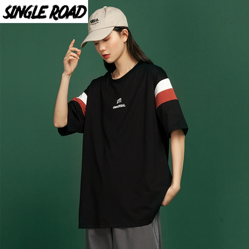 SingleRoad женская футболка 2020 оверсайз хлопок хип хоп Харадзюку Японская уличная