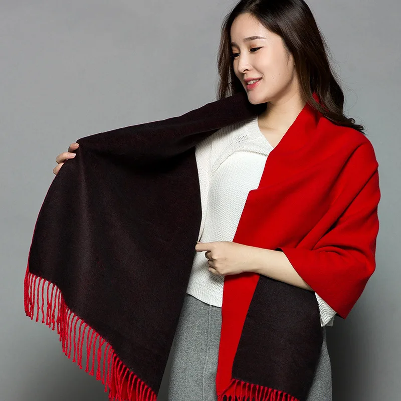 Женский простой толстый осенне зимний шарф в Корейском стиле монохромный мягкий