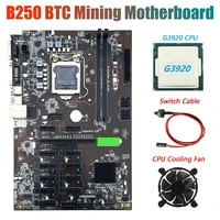 b250 btc mining motherboard with g3920 cpucooling fanswitch cable 12xgraphics card slot lga 1151 ddr4 for btc miner