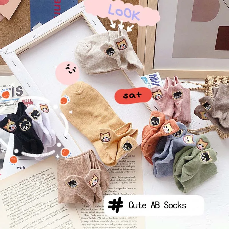 Носки женские хлопковые с вышивкой в виде животных|Носки| |