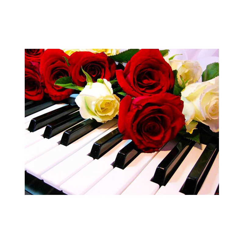 Алмазная живопись роза фортепиано искусственная Бриллиантовая вышивка
