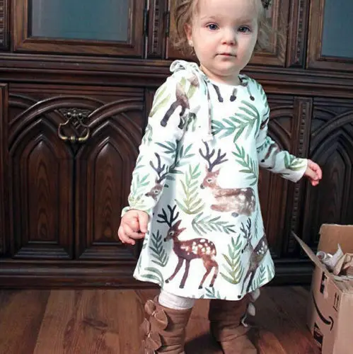 Милая Рождественская одежда для маленьких девочек Пышное Платье принцессы