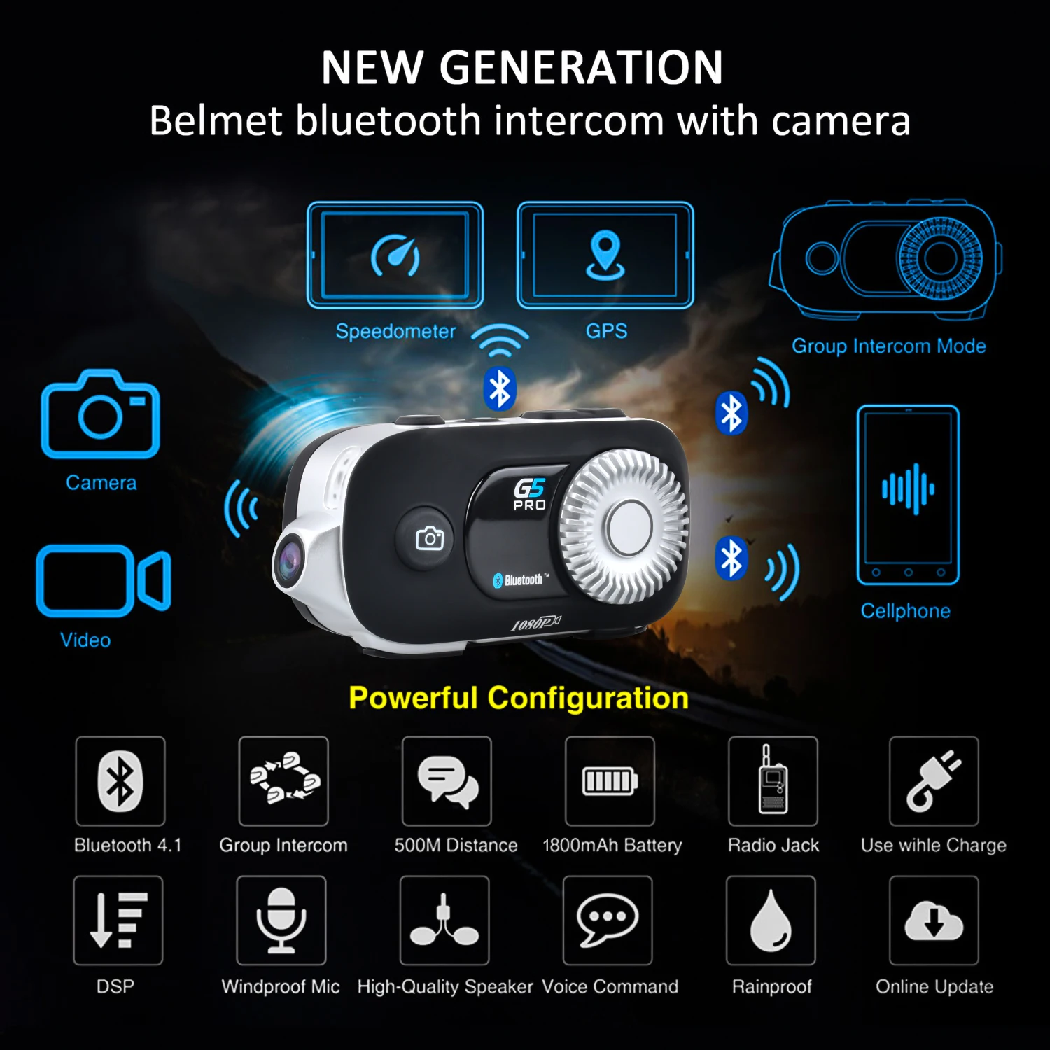 AiRide G5 Pro мотоциклетный шлем Bluetooth домофон Мото шлем гарнитура 1080P видео рекордер WiFi камера Intercomunicador