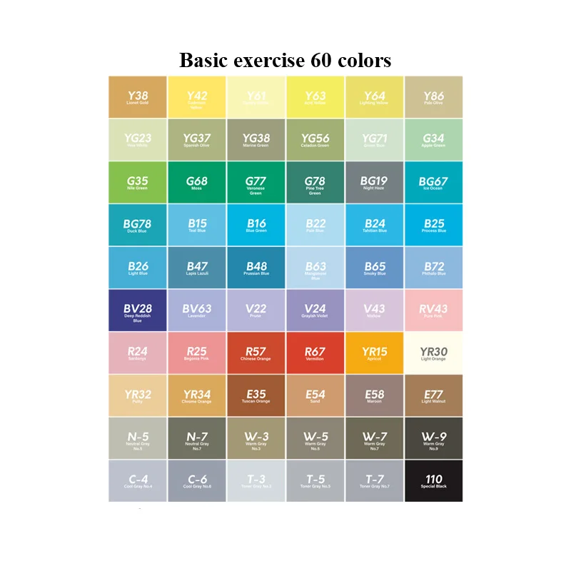 Basic-60colors Croma Двойные головки для рисования 12/24/36/48/60/72/216 Цвета Водонепроницаемый эскиз жирной на спиртовой основе маркер для аниме студентов дизайн - Цвет: Basic-60colors