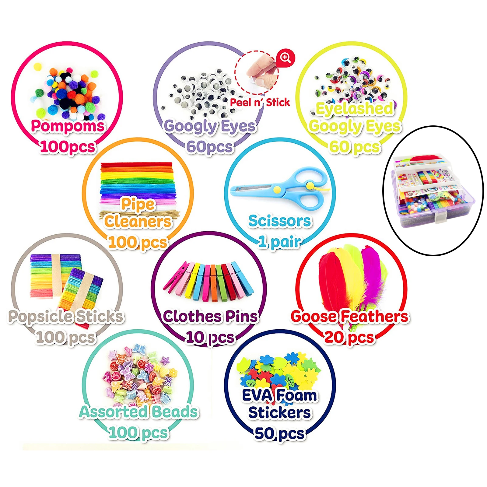 Suministros de arte completo para ni&ntilde;os y ni&ntilde;as, caja plegable para manualidades de Navidad, 1000 Uds.-3