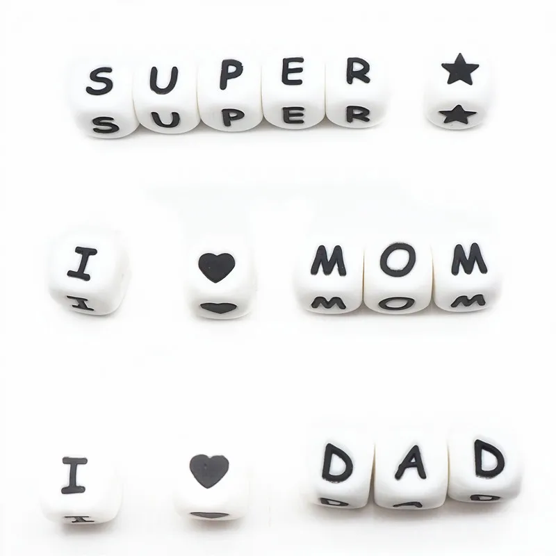 Chenkai-Cuentas de letras de silicona para dentici&oacute;n de beb&eacute;, mordedor artesanal, accesorios sensoriales de juguete, alfabeto, 12mm, 20 Uds.-4