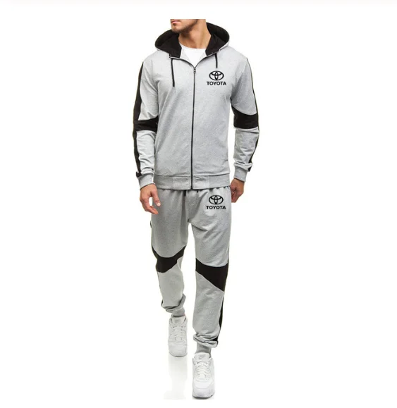 

2021 NEW Men Toyota Car Logo Printed Fashion Casual Harajuku Hooded Fleece Warm zipper Jacket Sweatshirt Sweatpants Suit t6