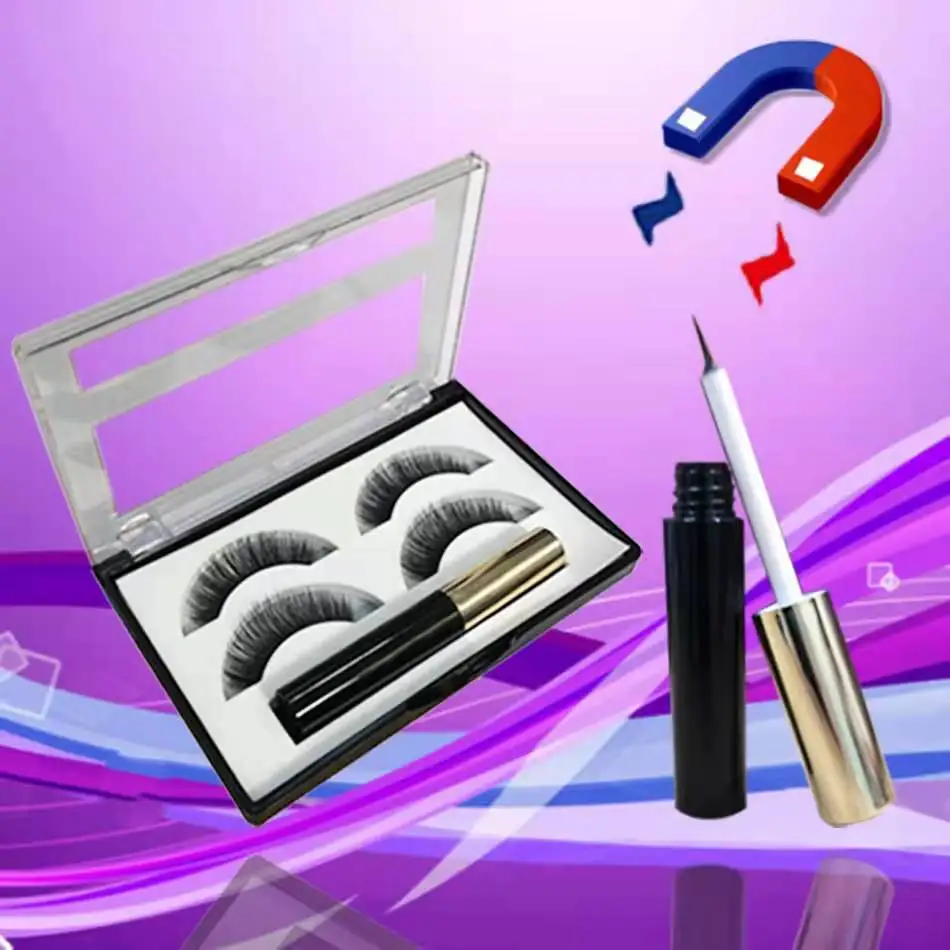 

Cirular 2 pairs Magnetic Eyelashes natural long Magnetic Liquid Eyeliner & Magnetic False Eyelashes Make up set