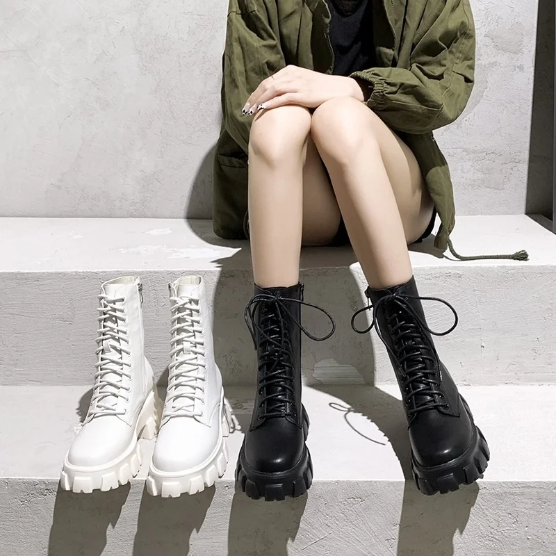 

middle boots women's the same of locomotive tube boots with thick and versatile Plush women's Boots