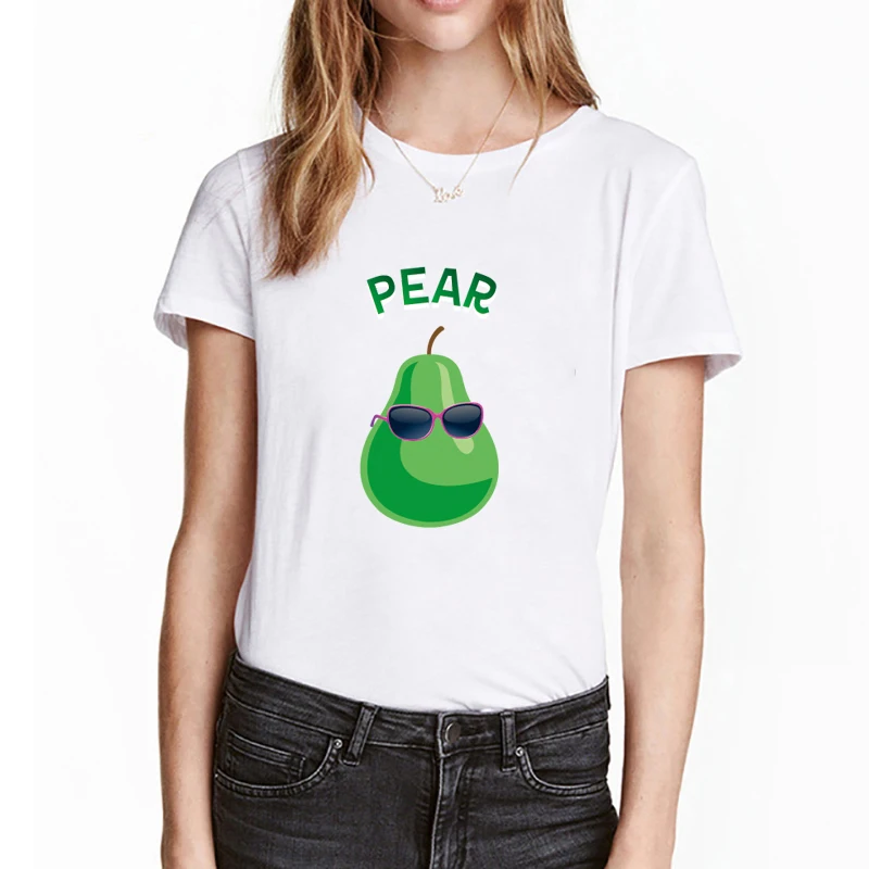 Женские футболки Harajuku с рисунком груши и фруктов Забавные для лучших друзей 90s