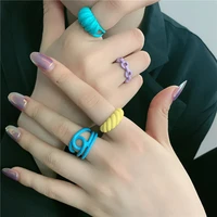 fashion geometric irregular opening ring for women colorful personality adjustable twisted finger ring pop hip hop party jewelry