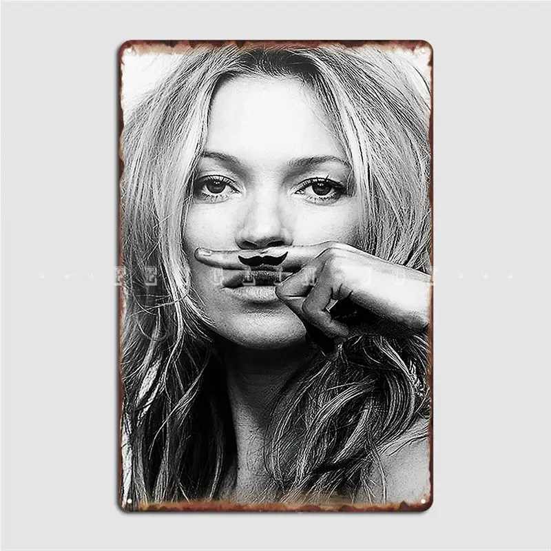 Kate Moss Mustache Metal Sign Garage Decoration pub Classic Tin sign Poster | Plaques & Signs