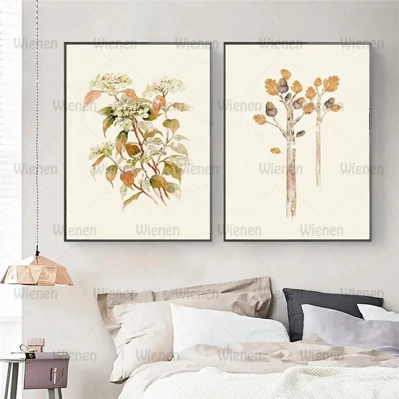 

Canvas Poster Yellow Plant Leaves Nordic Painting Watercolor Decorative Pictures Wall Art Canvas Painting Minimalist Home Decor