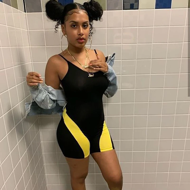 Комбинезон OMSJ женский короткий хлопковый пикантный Ромпер однотонный пляжный